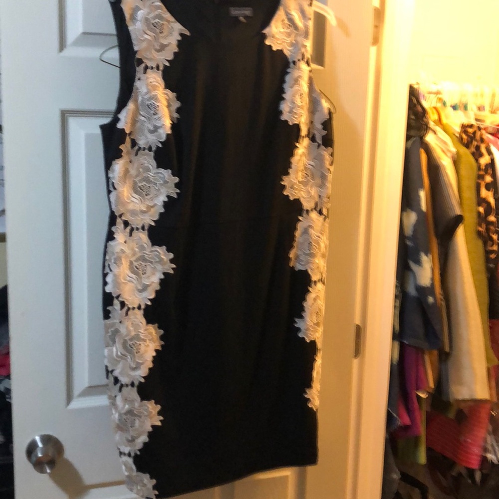 Cream and black dress
